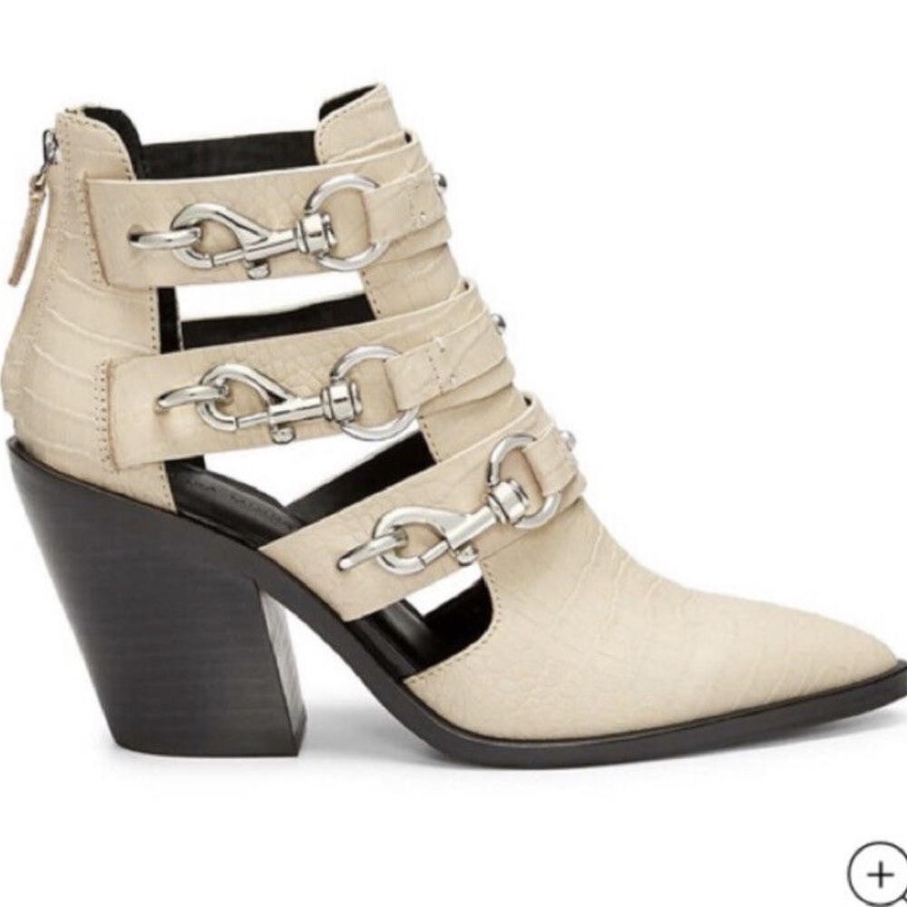 Rebecca Minkoff Seavie Buckle Clip Leather Ankle Boots Clay
